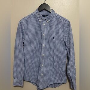 Ralph Lauren Shirt Kids Blue Plaid Button Up Classic Look Size XL 18/20